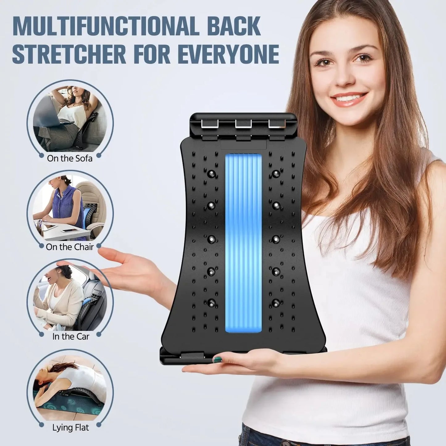 Back Stretcher for Back Pain Relief – Multi-Level Lumbar Support Board with Acupressure & Magnetic Therapy