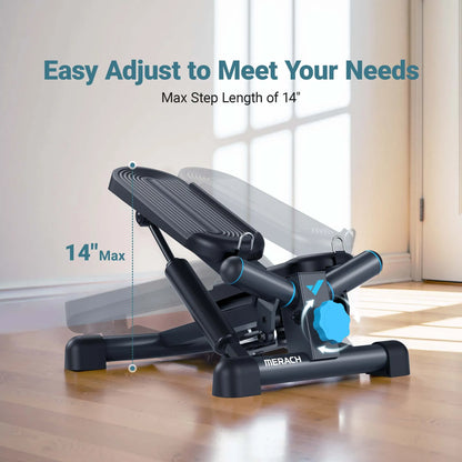 Mini Stepper for Exercise – Twist Stair Stepper with Resistance Bands, 330 lbs Capacity