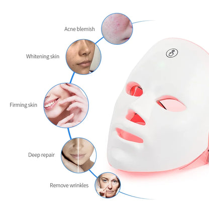 Rechargeable 7-Color LED Photon Facial Mask – Skin Rejuvenation & Face Lifting Beauty Device