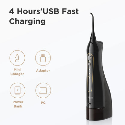 Water Flosser 5020E – 300ML Portable Rechargeable Oral Irrigator for Deep Teeth Cleaning & Gum Health
