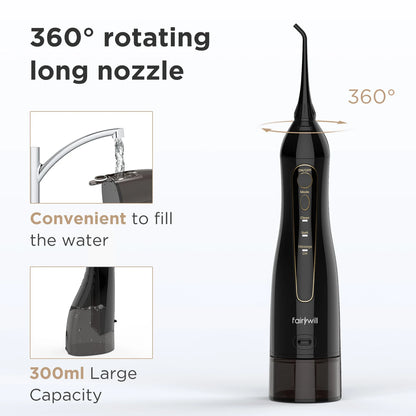 Water Flosser 5020E – 300ML Portable Rechargeable Oral Irrigator for Deep Teeth Cleaning & Gum Health