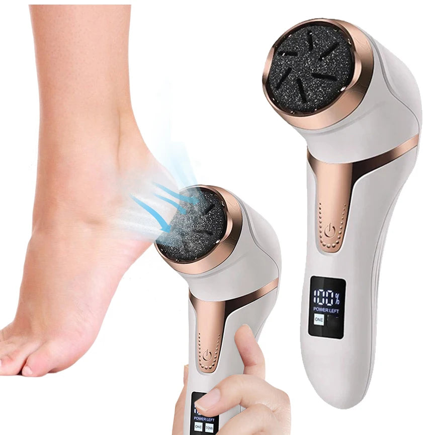 Rechargeable Electric Foot File Callus Remover – Professional Pedicure Machine with 3 Heads & 2 Speeds