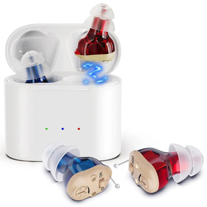 Invisible & Rechargeable Digital Hearing Aids for Seniors - Wireless Sound Amplifiers with Noise Reduction