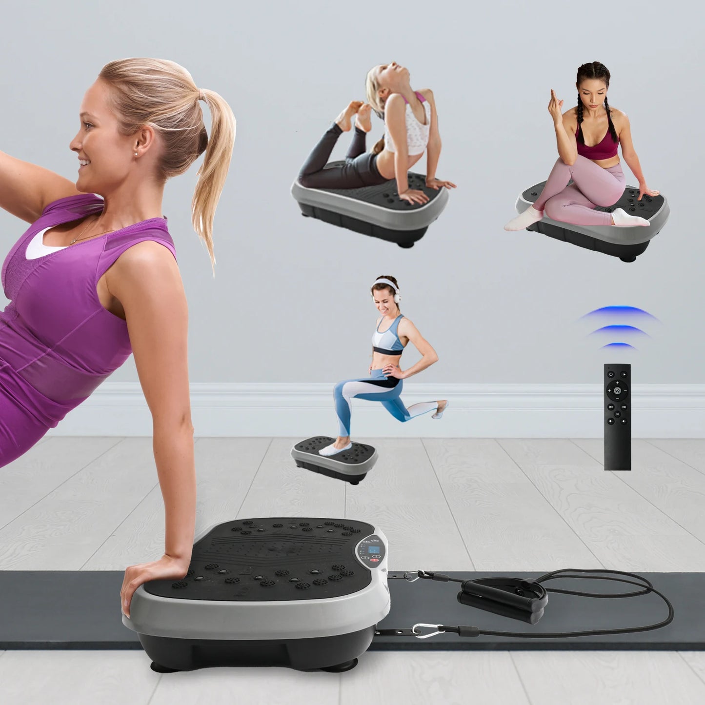 Vibration Plate Exercise Machine – Portable Fat-Burning Platform with Bluetooth, Remote Control & Resistance Bands
