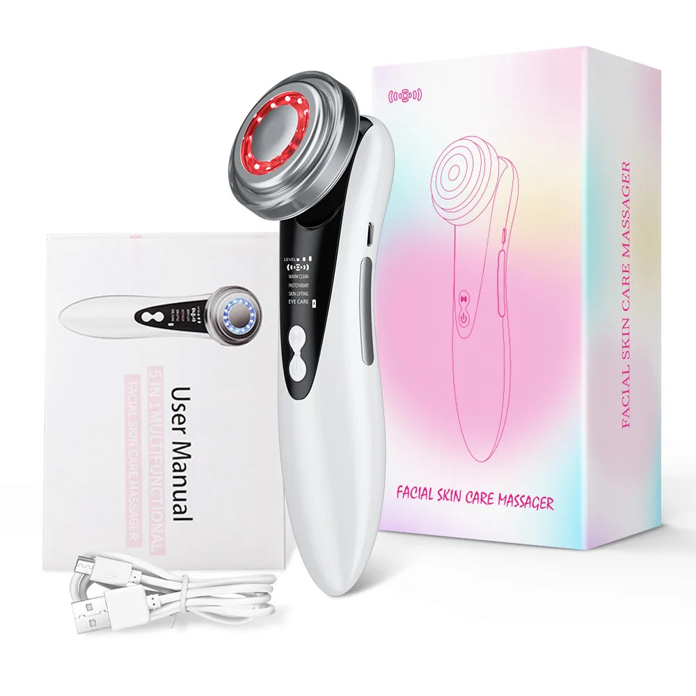 4-in-1 RF EMS Facial Massager – Wireless Beauty Device with LED Light Therapy & Skin Rejuvenation Technology