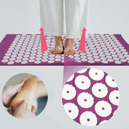 Acupressure Yoga Massage Pad & Pillow Set – Full Body Neck, Back, and Foot Massage Mat with Large Touchpoints, Purple | Best Fitness Health Gear