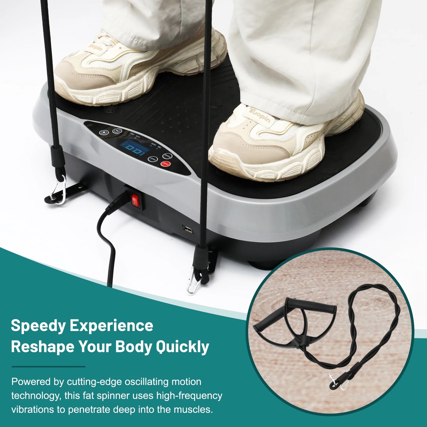 Vibration Plate Exercise Machine – Portable Fat-Burning Platform with Bluetooth, Remote Control & Resistance Bands