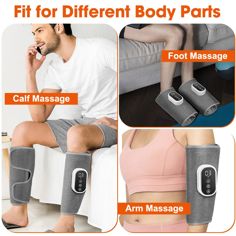 360° Air Pressure Heating Calf Massager – Wireless Leg Compression & Heat Therapy for Muscle Relief and Recovery