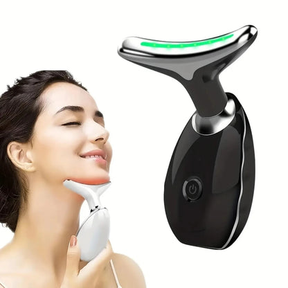 7-Color LED Vibrating Neck & Face Massager – Portable Skin Rejuvenation & Lifting Device
