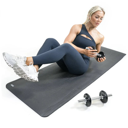 12mm Thick NBR Yoga Mat for Fitness | Non-Slip Wide Exercise Mat with Carry Strap | High-Density Cushioning for Home Gym & Workouts