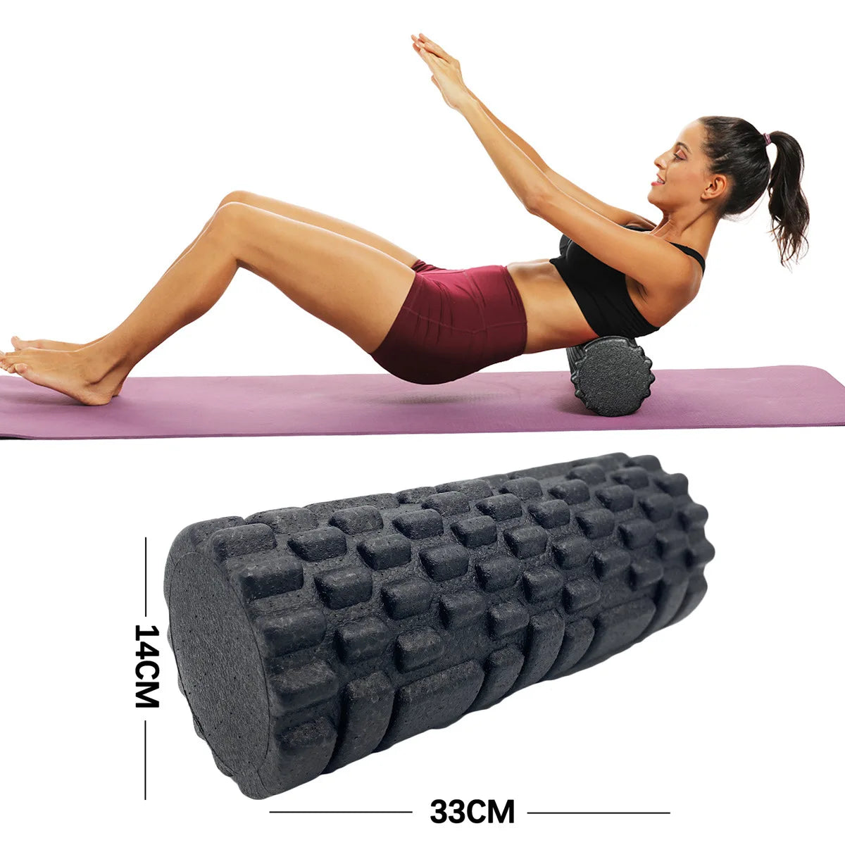 30/33cm Fitness Foam Roller – Yoga & Pilates Massage Roller for Muscle Recovery & Therapy