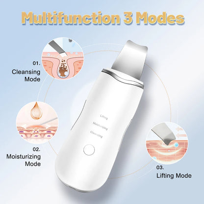 Ultrasonic Skin Scrubber & Blackhead Remover – Deep Pore Cleaner & Facial Ion Peeling Device