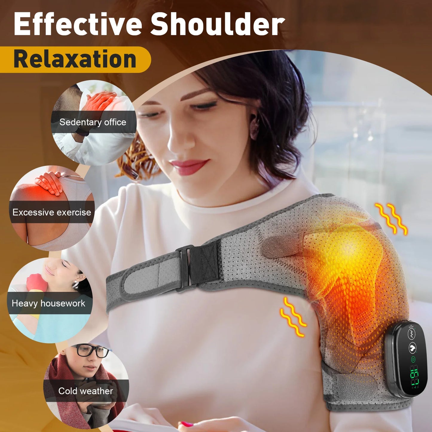 Electric Shoulder Heating Pad – 3-Mode Vibration & Hot Compress Therapy for Pain Relief and Relaxation