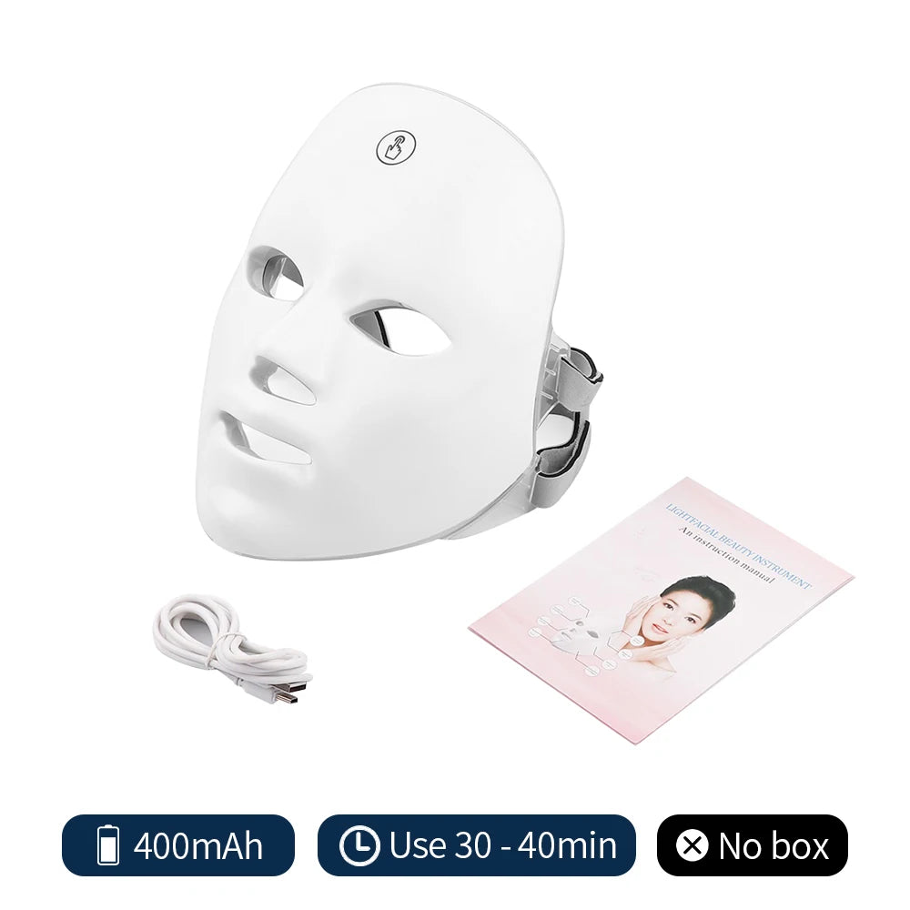 Rechargeable 7-Color LED Photon Facial Mask – Skin Rejuvenation & Face Lifting Beauty Device