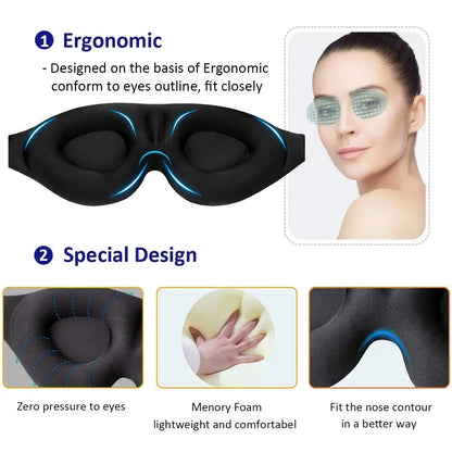 3D Contoured Eye Mask for Sleeping – Light Blocking Night Sleep Mask for Women & Men