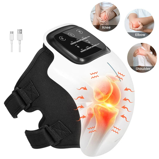 Electric Heating Massage Knee Pad – Wireless Heated Knee Massager with Vibration & Hot Compress Therapy