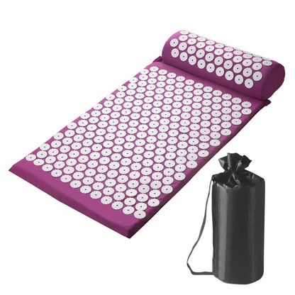 Acupressure Yoga Massage Pad & Pillow Set – Full Body Neck, Back, and Foot Massage Mat with Large Touchpoints, Purple | Best Fitness Health Gear