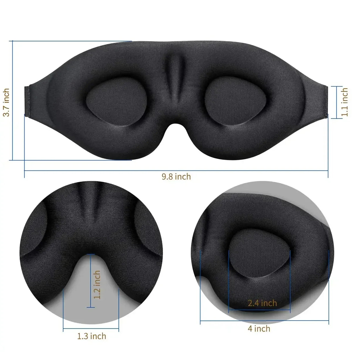 3D Contoured Eye Mask for Sleeping – Light Blocking Night Sleep Mask for Women & Men