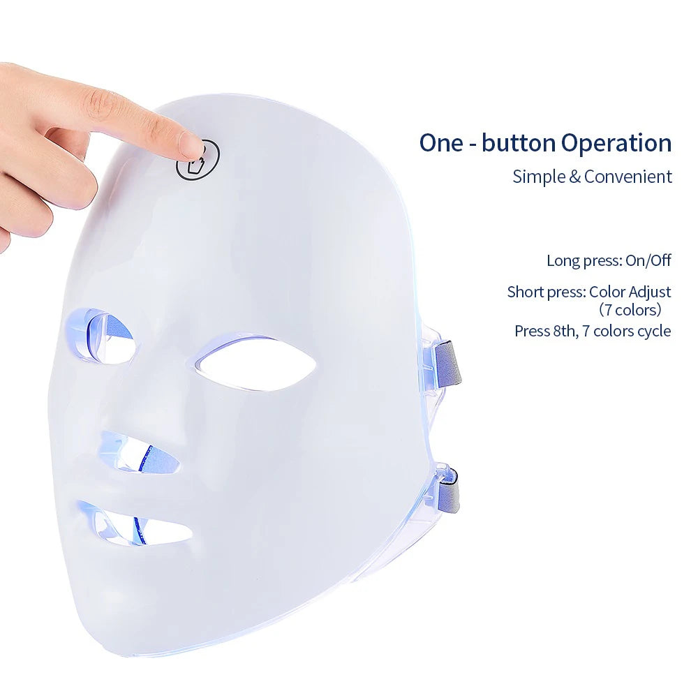 Rechargeable 7-Color LED Photon Facial Mask – Skin Rejuvenation & Face Lifting Beauty Device