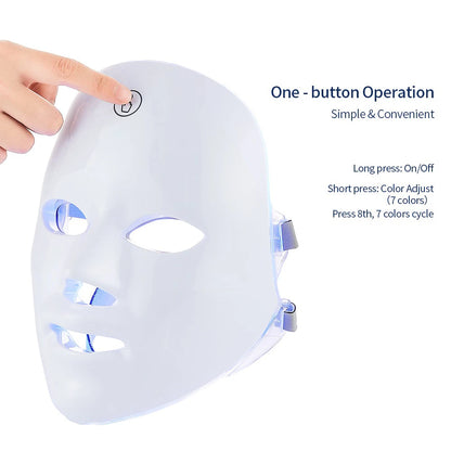 Rechargeable 7-Color LED Photon Facial Mask – Skin Rejuvenation & Face Lifting Beauty Device