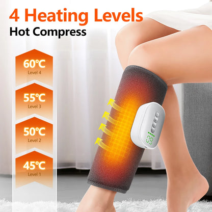 360° Air Pressure Heating Calf Massager – Wireless Leg Compression & Heat Therapy for Muscle Relief and Recovery