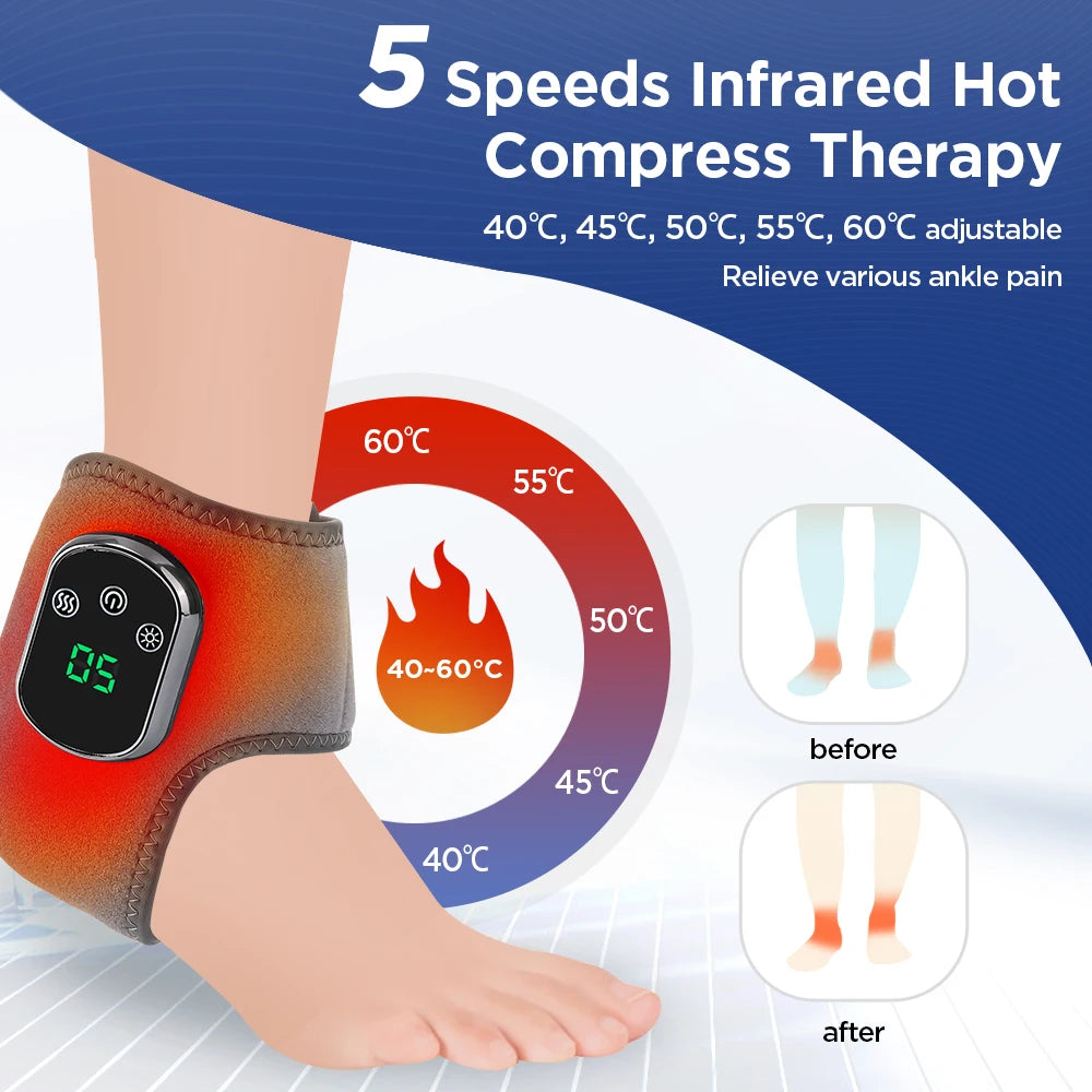 Electric Ankle Massager – Heated Vibration Therapy Wrap for Foot and Joint Pain Relief