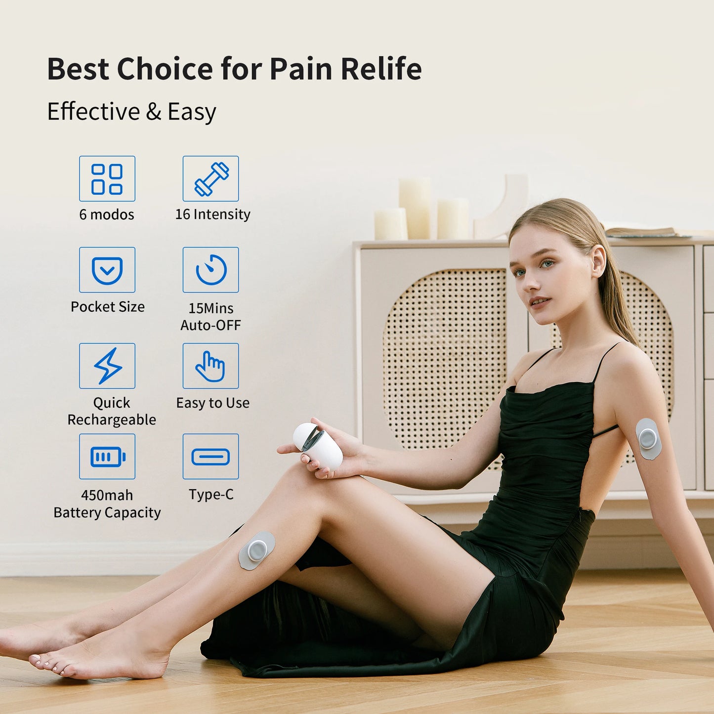 Wireless TENS & EMS Muscle Stimulator – 6 Massage Modes & 16 Intensity Levels for Full-Body Pain Relief and Recovery