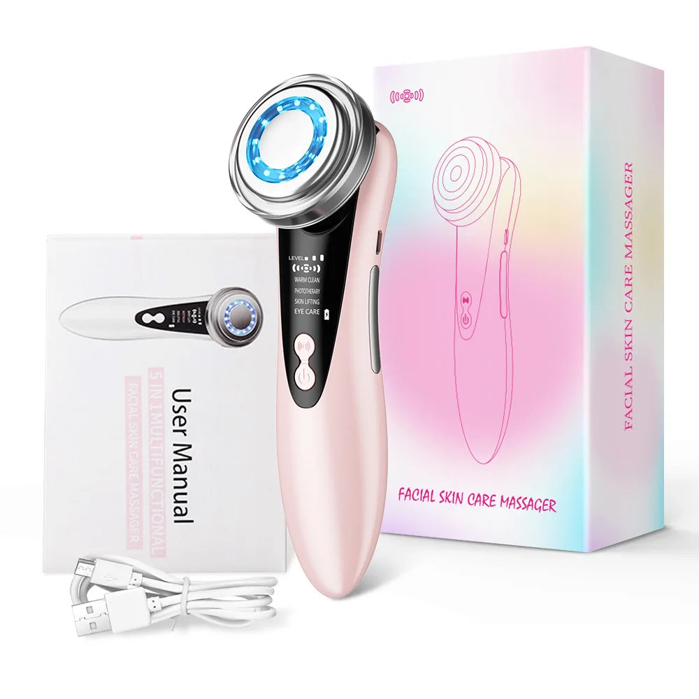 4-in-1 RF EMS Facial Massager – Wireless Beauty Device with LED Light Therapy & Skin Rejuvenation Technology