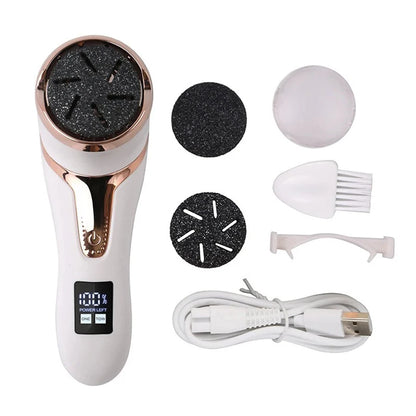 Rechargeable Electric Foot File Callus Remover – Professional Pedicure Machine with 3 Heads & 2 Speeds