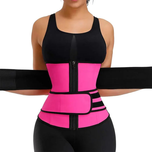 Waist Trainer Slimming Belt for Weight Loss | Latex Body Shaper Tummy Control Cincher with Double Straps, Sweat Trimmer for Workout & Back Support